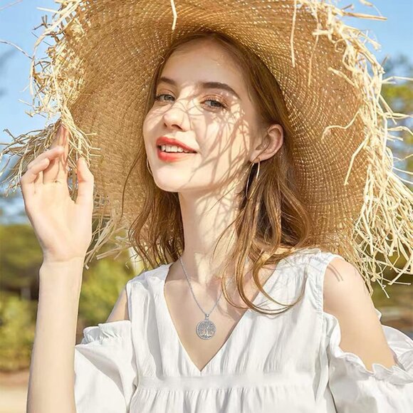 Tree of Life Necklace for Women Sterling Silver Abalone Shell Opal Malachite Cry - Picture 6 of 6